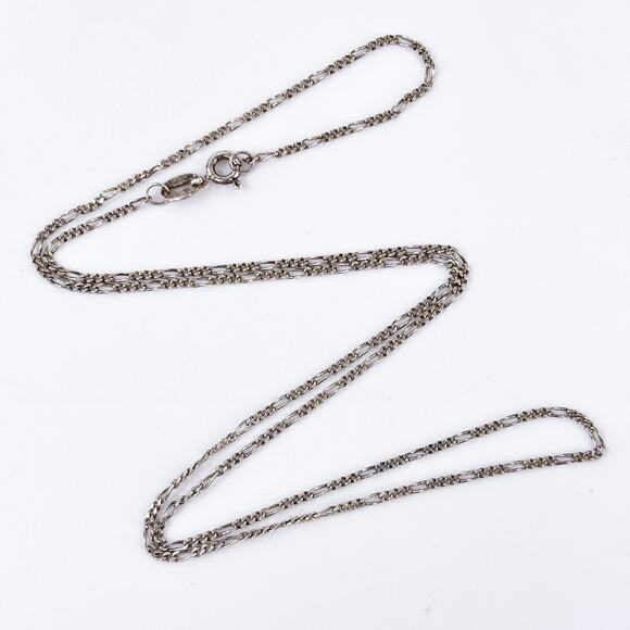 Vintage Mexico Sterling Silver 925 Figaro Link Chain Necklace 20" - Picture 1 of 3